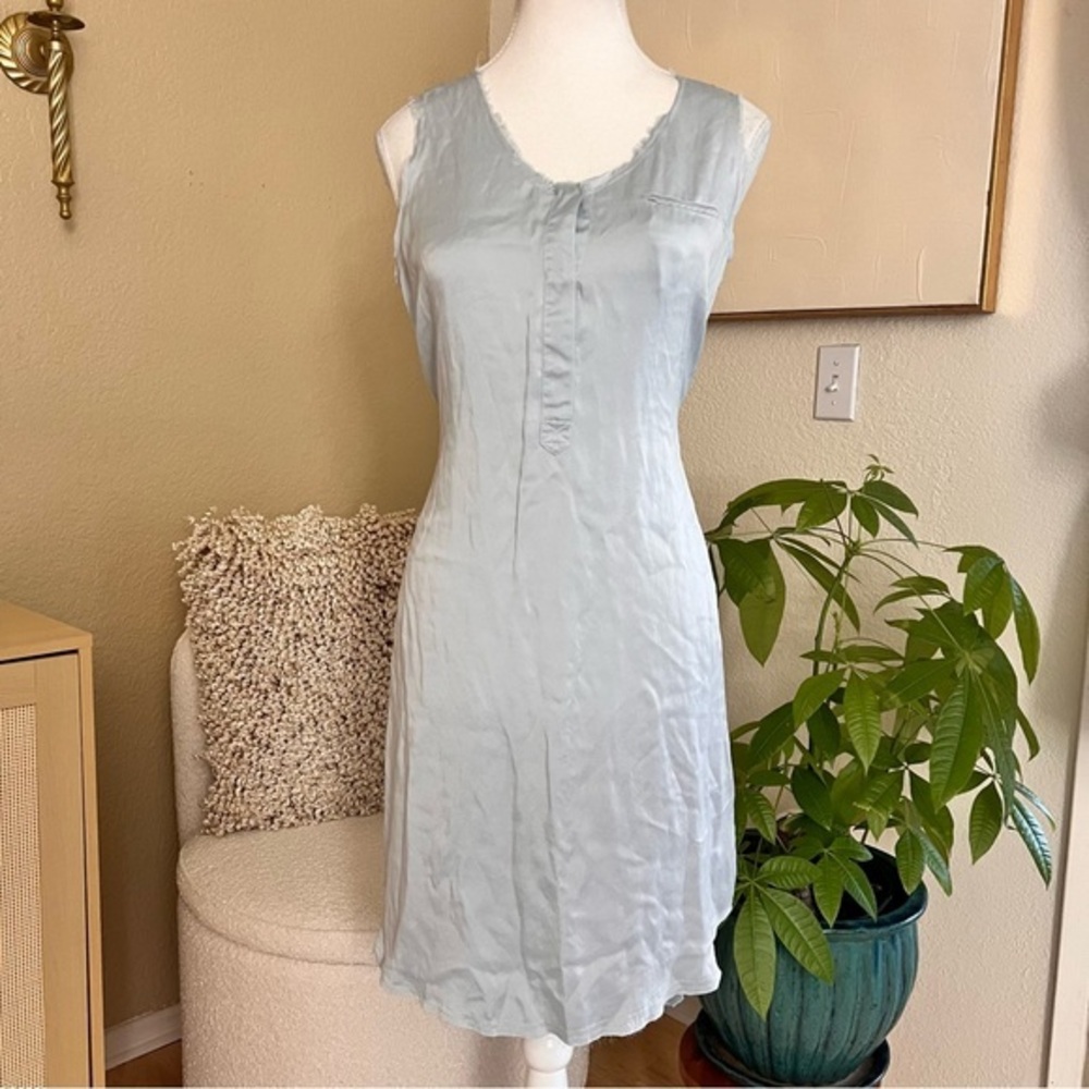 GO BY GO SILK Linen Silk Blend Dress Waist Tie Vacation Lightweight Travel Sz S‎